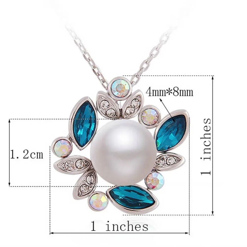 Popular jewelry Oden zircon color crystal pearl necklace European golden woman long pendant | Necklace