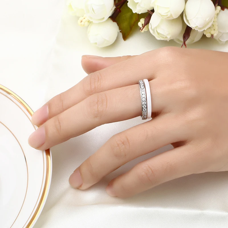 2 шт./компл. полукруглые стразы из нержавеющей стали Женское кольцо случайное