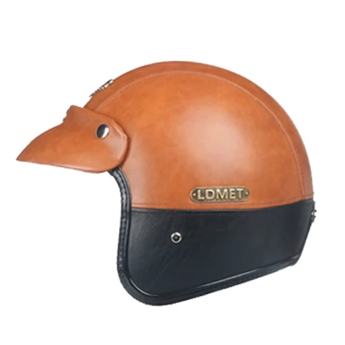 Открытый шлем Кафе racer Кожа PU moto rcycle Ретро 3/4 открытый шлем kask jet casco de moto pilot - Цвет: 10