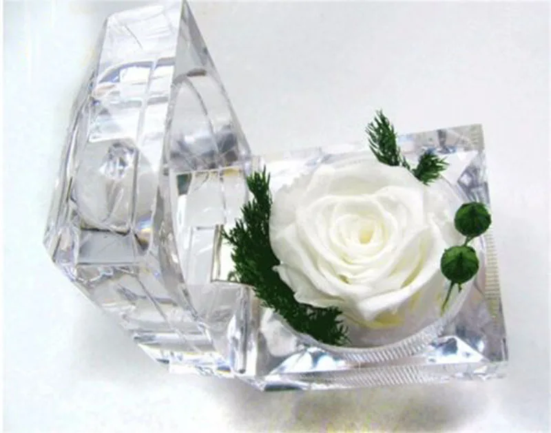 Декоративные сохраненные розы Хрустальная коробочка для кольца свадебный