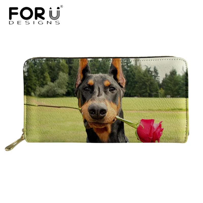 CJ0693Z21 FORUDESIGNS/Новое поступление, сумка для денег, для женщин, собака добермана, с 3D принтом, длинный кожаный бумажник, фирменный дизайн, PU кошельки для дам, девушек, на молнии - Цвет: CJ0693Z21