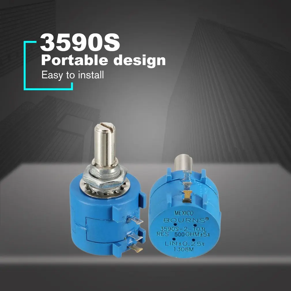 3590S Precision Multiturn Potentiometer 10 Ring Adjustable Resistor Wirewound Variable multi-turn POT 500 Ohm | Строительство и