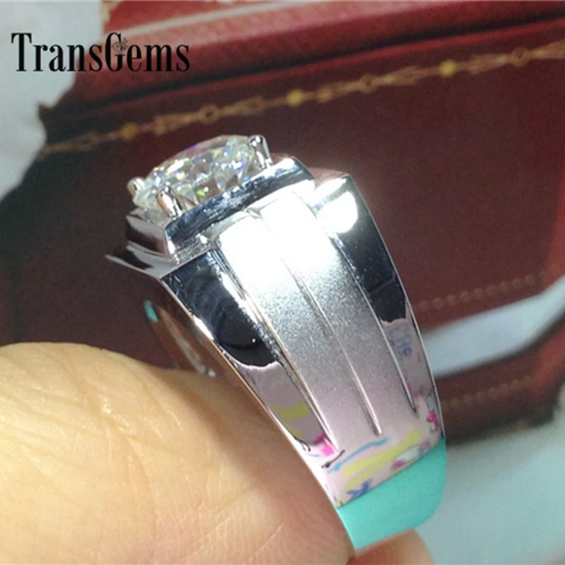 Мужское обручальное кольцо Transgems классическое из белого золота 14 к 585 пробы 1