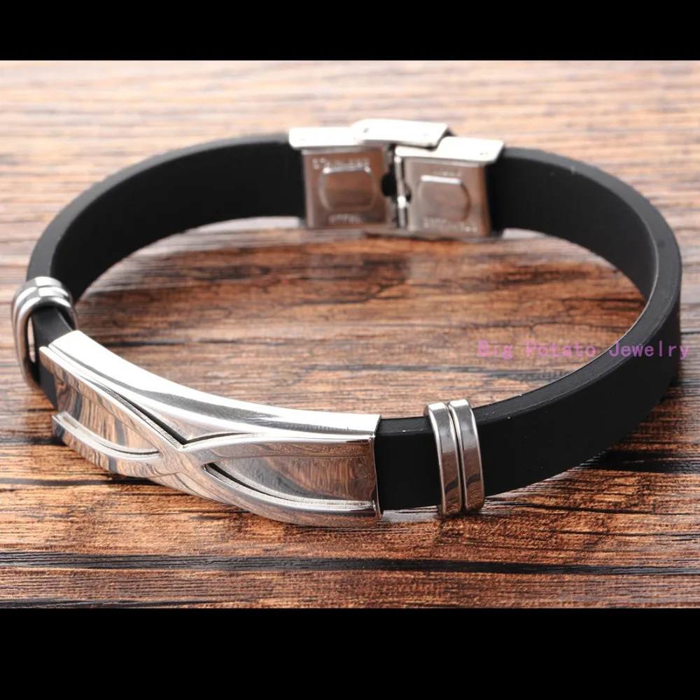 Новая Коллекция Черный плантации силикона холодный Для мужчин мальчика манжеты