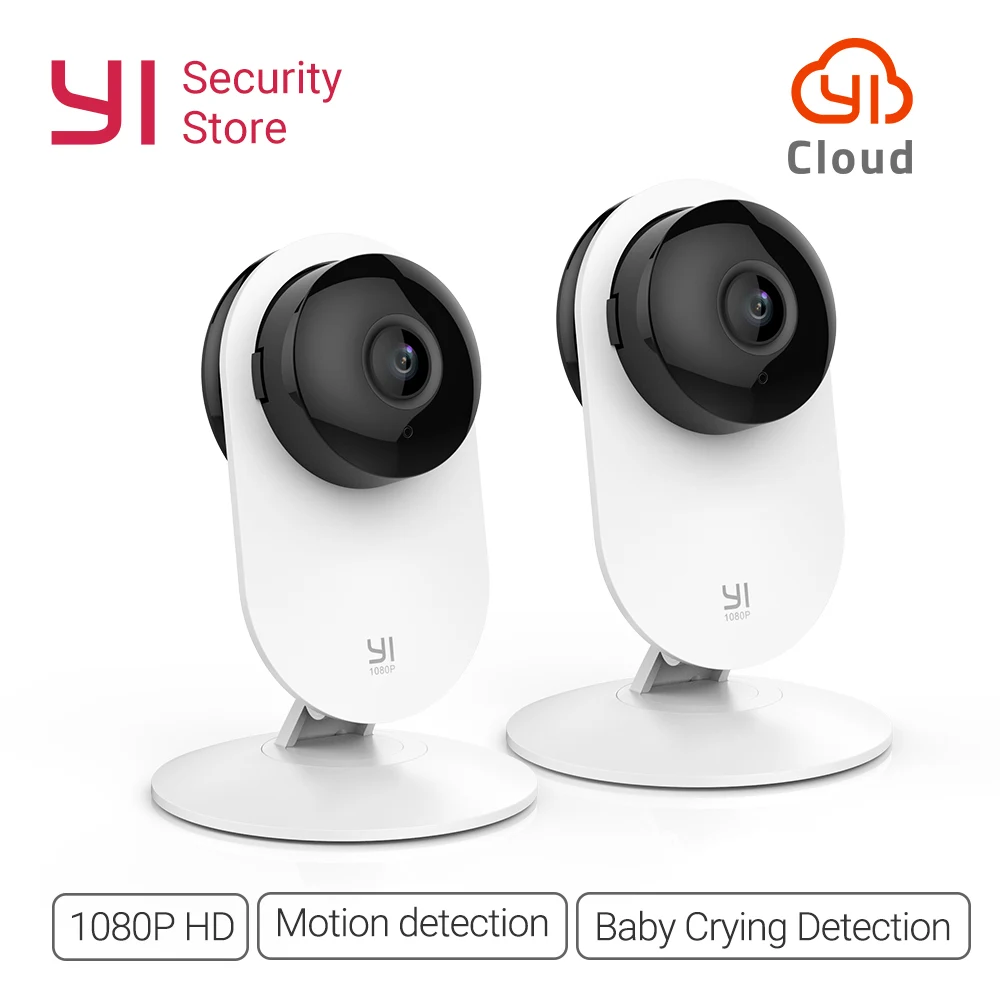 Домашняя камера YI 1080p Home Camera 2PCS Режим ночной съемки Обнаружение движения Двусторонняя аудиосвязь Облачное хранилище