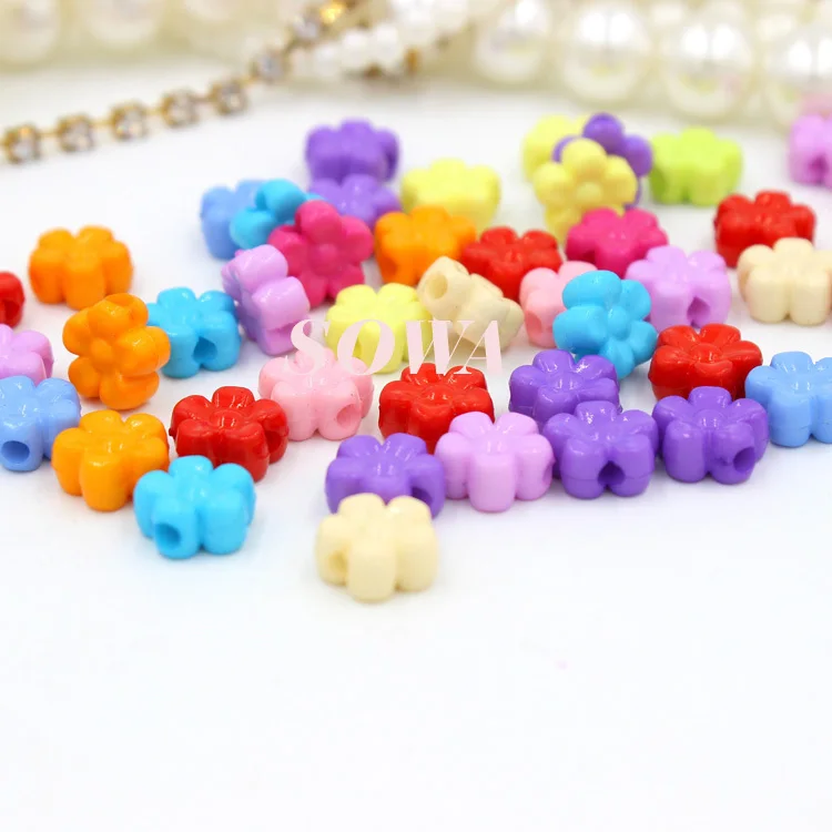 

500 шт., акриловые бусины 9 мм с цветком сливы