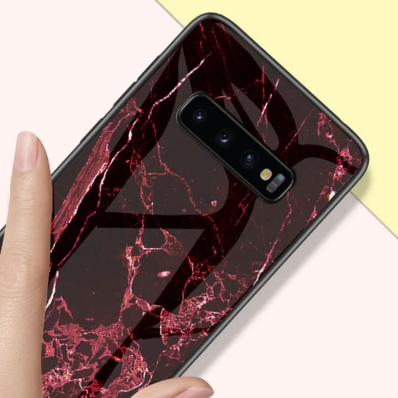 YISHANGOU Мрамор Стекло задняя крышка чехол для samsung S10e S10 плюс M10 M20 S8 S9 A9 A7 A6S A8S A9S J4 J6 Prime мягкий чехол-бампер