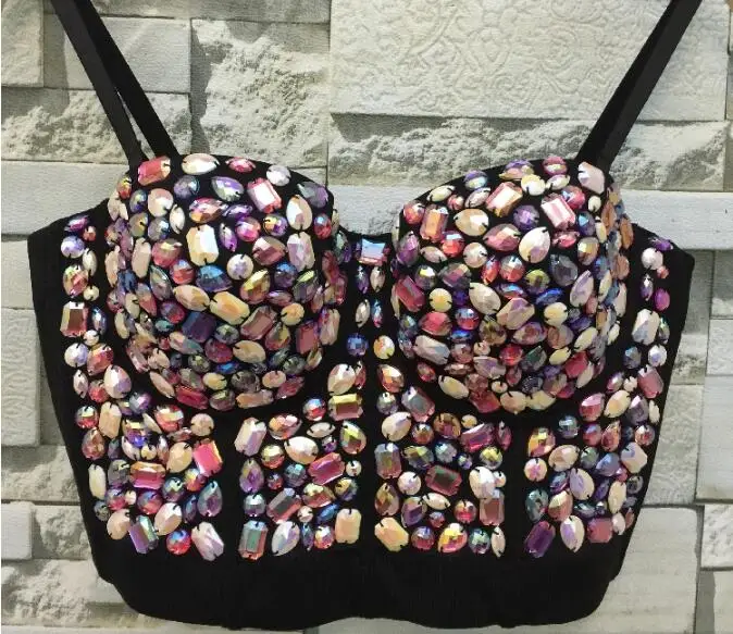 Cultiseed Women Sexy Strapless Tank Tops Ladies Color Acrylic Diamonds Dance Party Bra Top Female Corset Camis Tees Vest Clothes