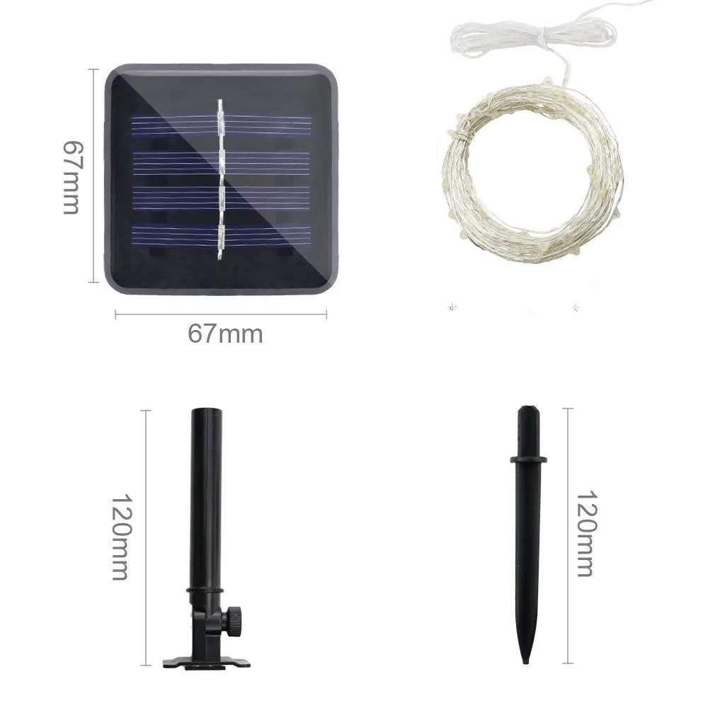 Solar LED Strings light Power Silver Wire String lamp 10M 20M Fairy Outdoor Decor Holiday Garden Wedding Party | Лампы и освещение