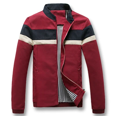Red ISurvivor, мужские весенние лоскутные куртки и пальто, Jaqueta Masculina, мужские повседневные Модные приталенные куртки на молнии, Hombre - Цвет: Red