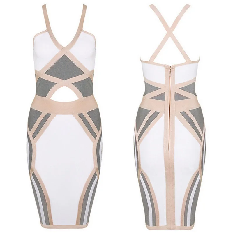 Женское облегающее платье из вискозы белое или серое с геометрическим