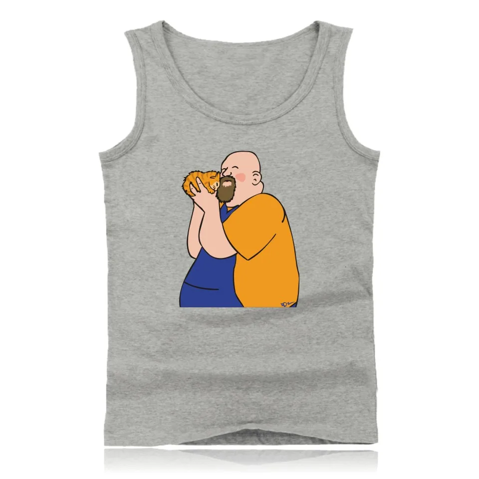 Забавные топы на бретельках с кошкой для отца и мужская рубашка без рукавов