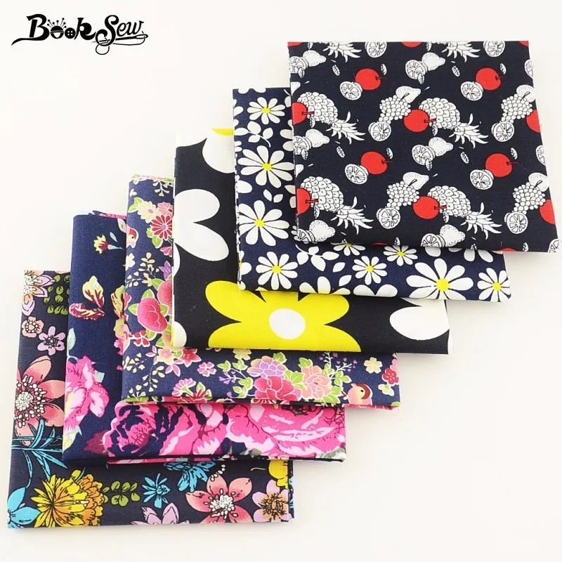 Booksew 100% хлопок поплин Ткань флоры и фрукты 6 шт./лот Жир Квартал Комплект ткани Tecido
