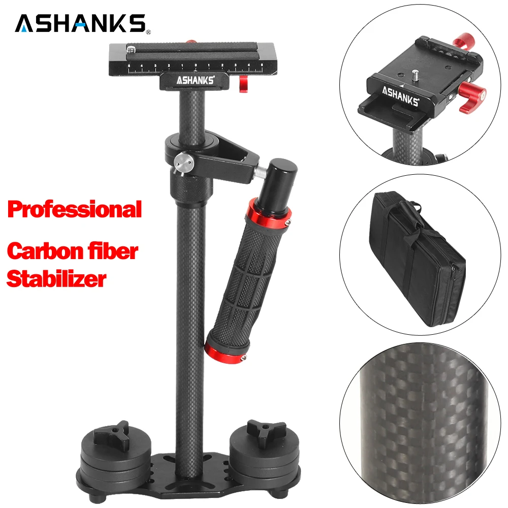 

Ручной Стабилизатор ASHANKS S60 + Steadycam, 3 кг, 57 см, углеродное волокно, стедикам для DSLR, Canon, видеокамера, фотографии Sony