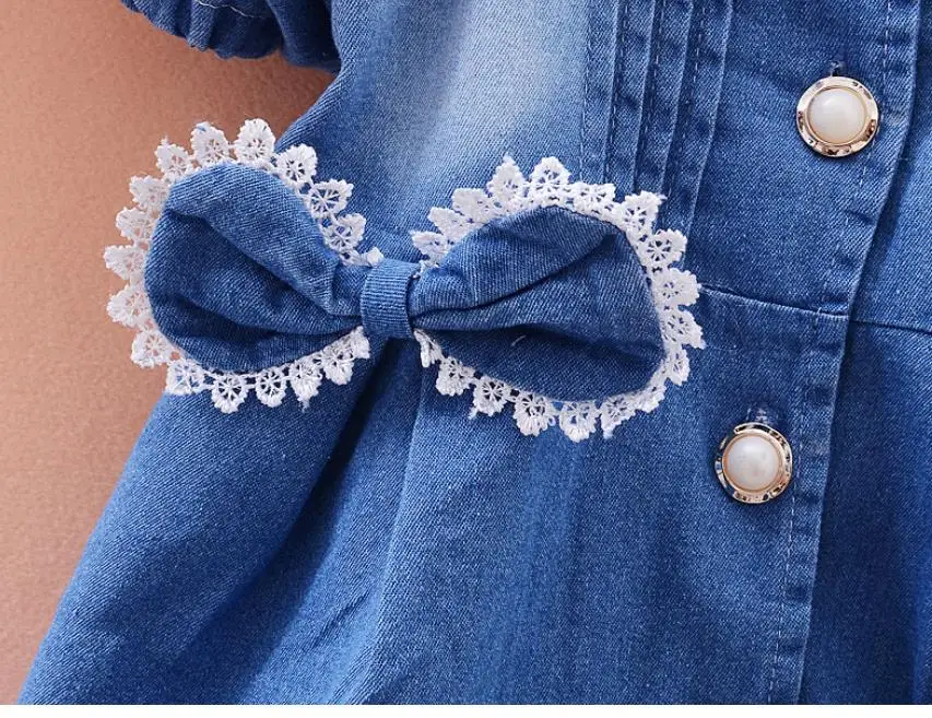 2019 Girls Fashion Spring And Autumn Jean Jackets Kids Lace Coat Long Sleeve Button Denim For 1-4y New | Детская одежда и обувь