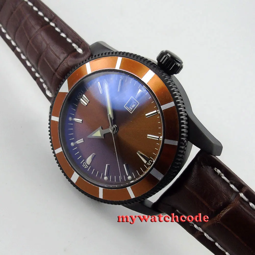 

46mm coffee dial coffee case automatic movement mens watch 18