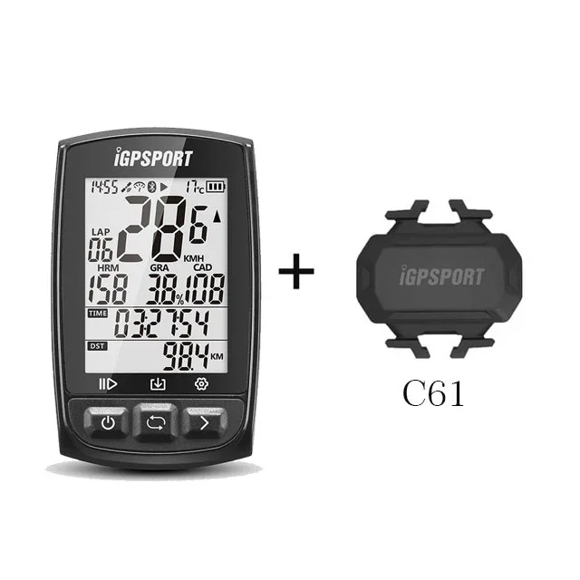 Black with C61 IGPSPORT IGS50E gps велосипедный компьютер беспроводной IPX7 водонепроницаемый велосипедный Цифровой Секундомер Велосипедный Спидометр ANT+ Bluetooth 4,0 - Цвет: Black with C61