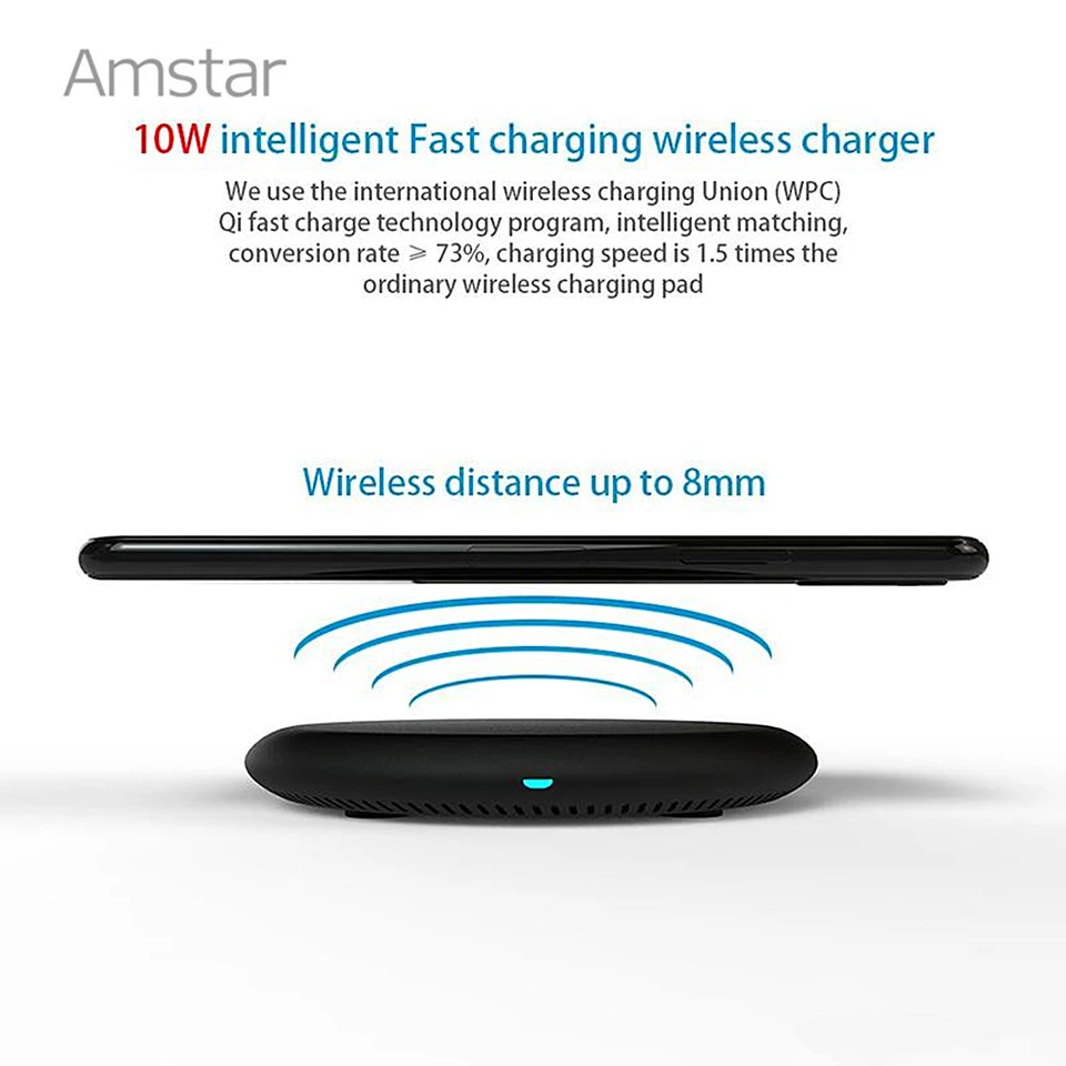 Беспроводное зарядное устройство Amstar для iPhone 11 X XS XR 10 Вт USB Беспроводная зарядка