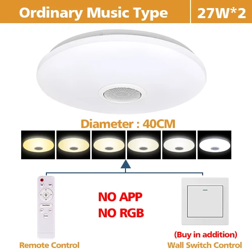 Remote-BT-40cm Светодиодный, современный, RGB, потолочный светильник светодиодный, Круглый, для зала, с креплением на поверхность, с дистанционным управлением, для гостиной, спальни, светильник, 220 В - Цвет корпуса: Remote-BT-40cm