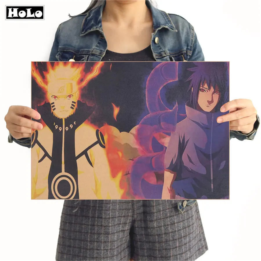 Винтажный постер из крафт бумаги мультфильм японское аниме Naruto украшение для