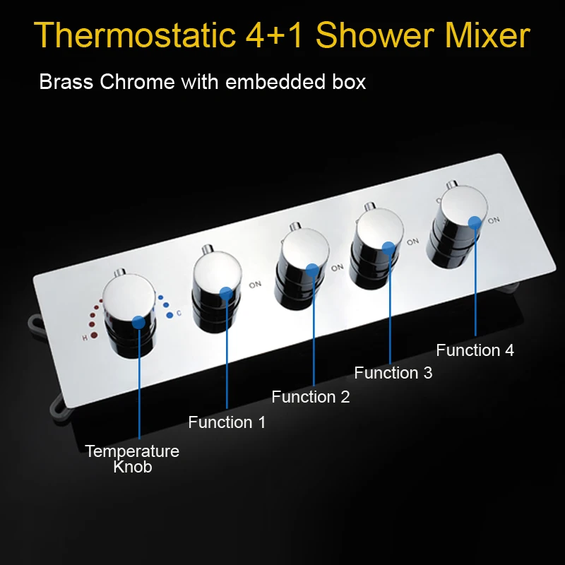

Modern 2019 Thermostatic LED Shower System Ceiling Rain Mist 304 Stainless Steel ShowerHead 20 Inch / Brass Spout Bathroom Set