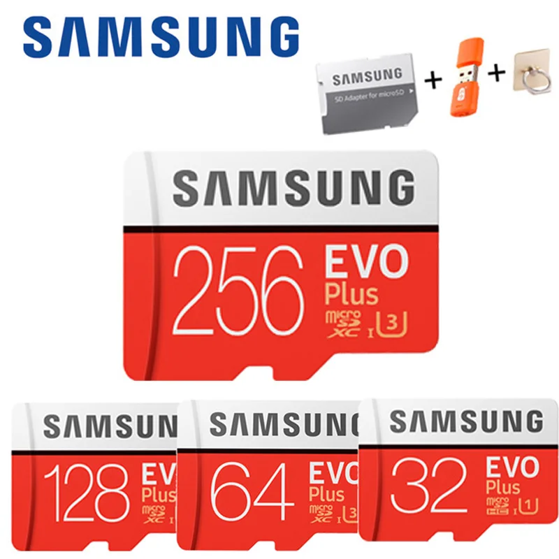 Оригинальный SAMSUNG Micro SD карта 256 ГБ 128 Гб 64 16 класс 10 памяти EVO + Plus microSD 32 TF cartao de
