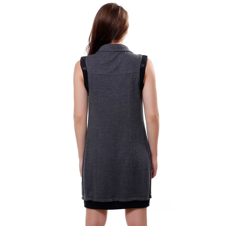 BFDADI 2016 женские платья без рукавов с отложным воротником сращивания молния