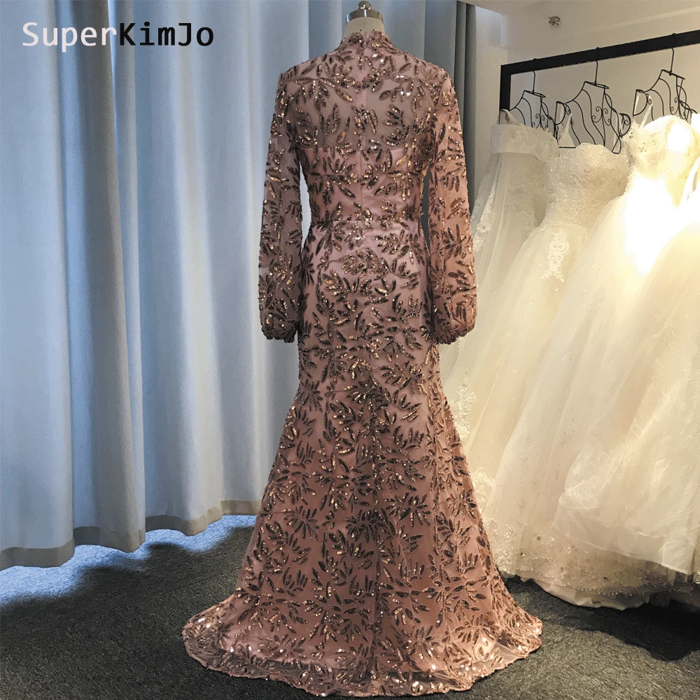 SuperKimJo Русалка Роскошные вечерние платья Abendkleider с расклешенными рукавами элегантное Доступное арабское вечернее платье