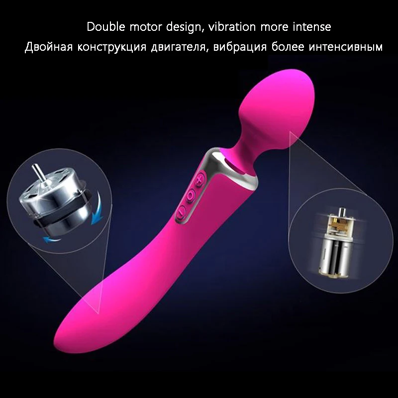 Leten двойной головкой вибратор мульти скорость USB зарядка массажные палочки
