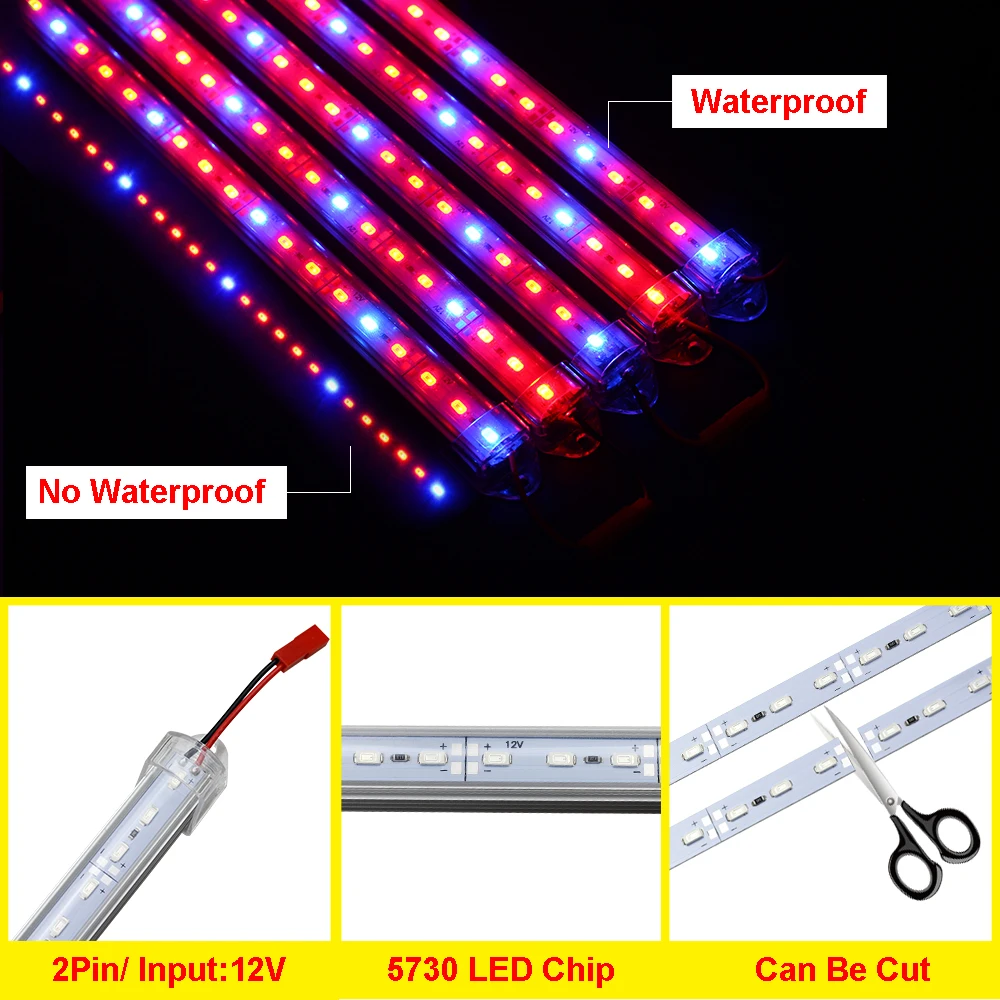 Светодиодный светильник для выращивания растений DC12V 5730 SMD 50 см светодиодный светильник для растений 36 светодиодный s красный синий светильник для аквариума комнатный теплица для выращивания растений