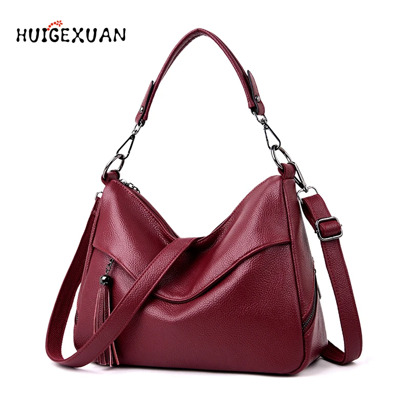 New Women Handbag Famous Designer PU Leather Tote Bag Shoulder Bags Female Double Strap Tassel Handbags Messenger | Багаж и сумки
