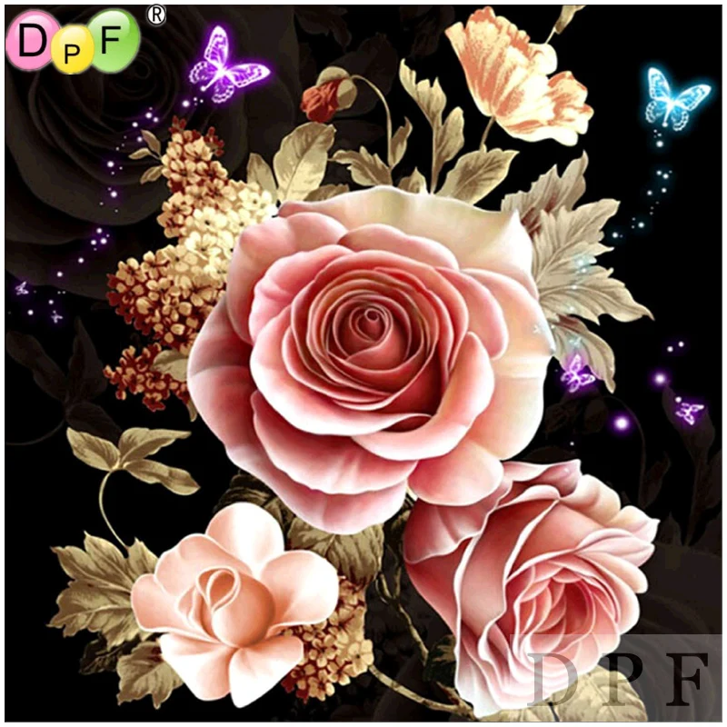 DPF Алмазная вышивка розовый и бабочка алмазная живопись Вышивка Крест стич