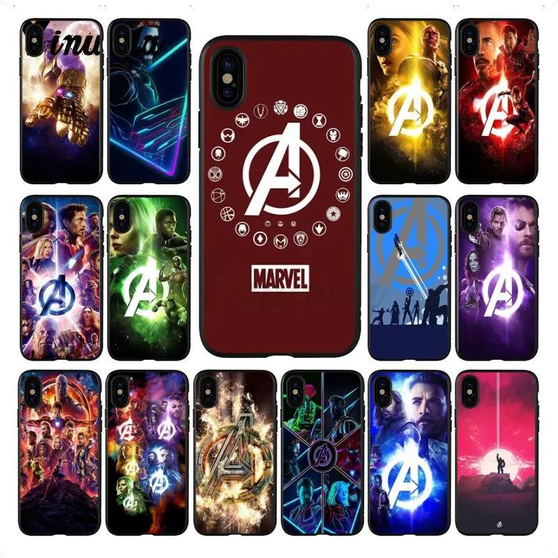 Yinuoda The Marvel Avengers Infinity War black silicone soft tpu cover Phone Case for iphone X XS MAX 8 7plus 5S SE 6s XR Cover | Мобильные