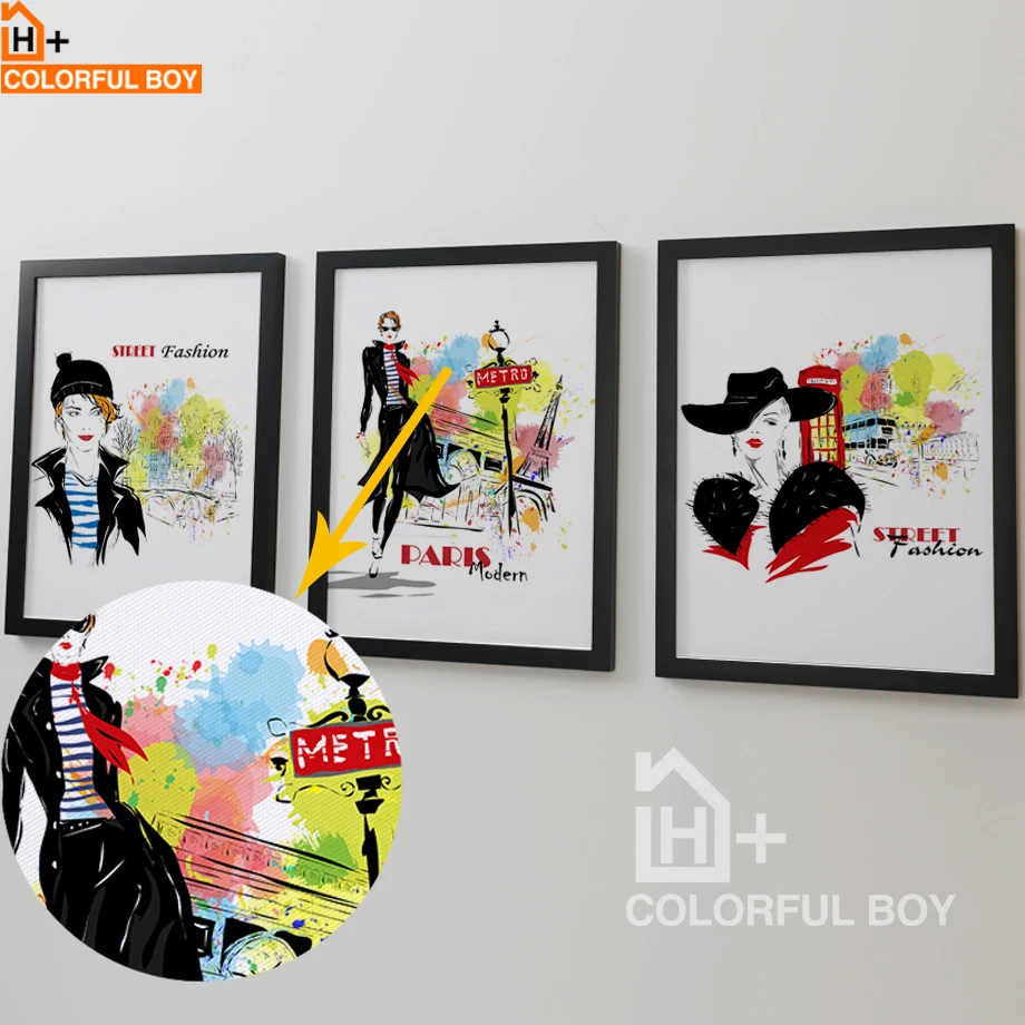 COLORFULBOY Современные настенные художественные постеры печати на холсте Мода