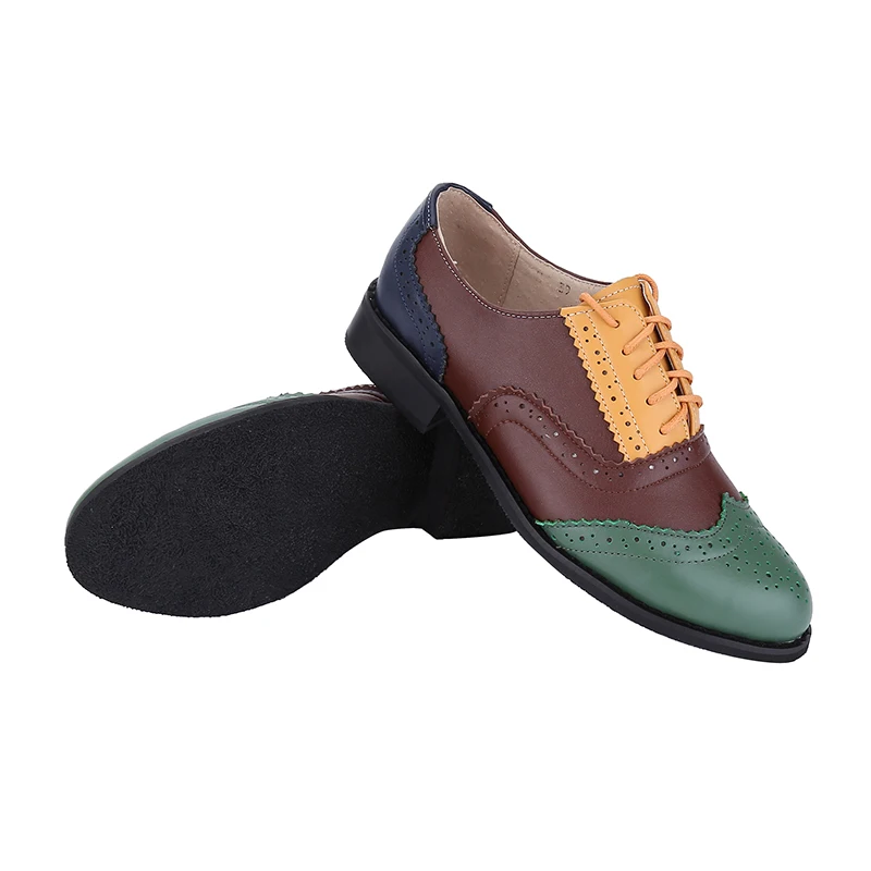 Женские классические ботинки из натуральной кожи на шнуровке с круглым носом в