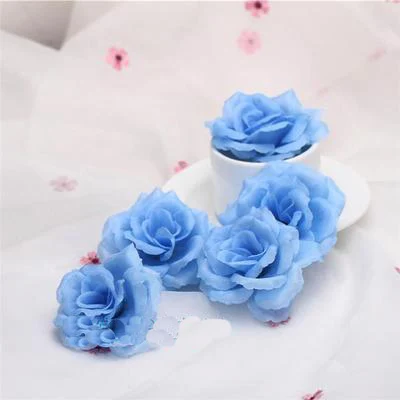 Light blue Одна деталь 8 см золотая искусственная Роза Цветок голова DIY ВЕНОК поддельные цветы свадебное украшение день Святого Валентина Подарочная коробка Декор Флорес - Цвет: Light blue