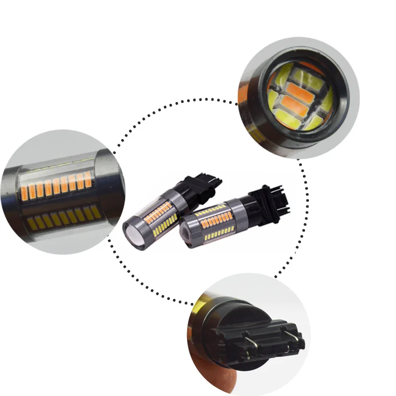 AICARKAS 12V 24V Car LED T25 3157 White Yellow Auto Turn Signal Bulb Brake Tail Lights High Power 2 Pieces | Автомобили и