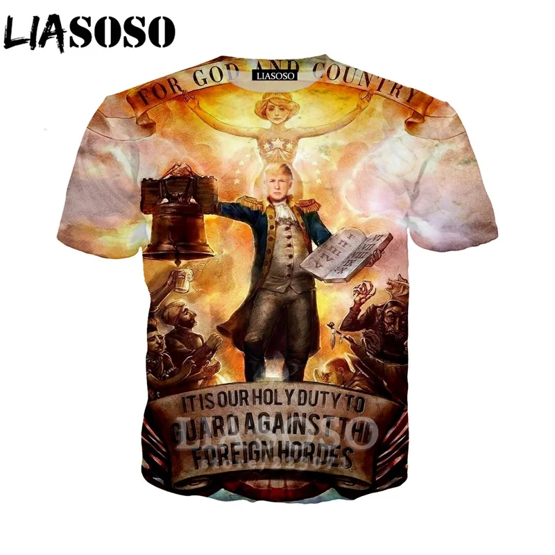 LIASOSO летняя Новинка для мужчин и женщин с 3D принтом знаменитостей Дональд Трамп