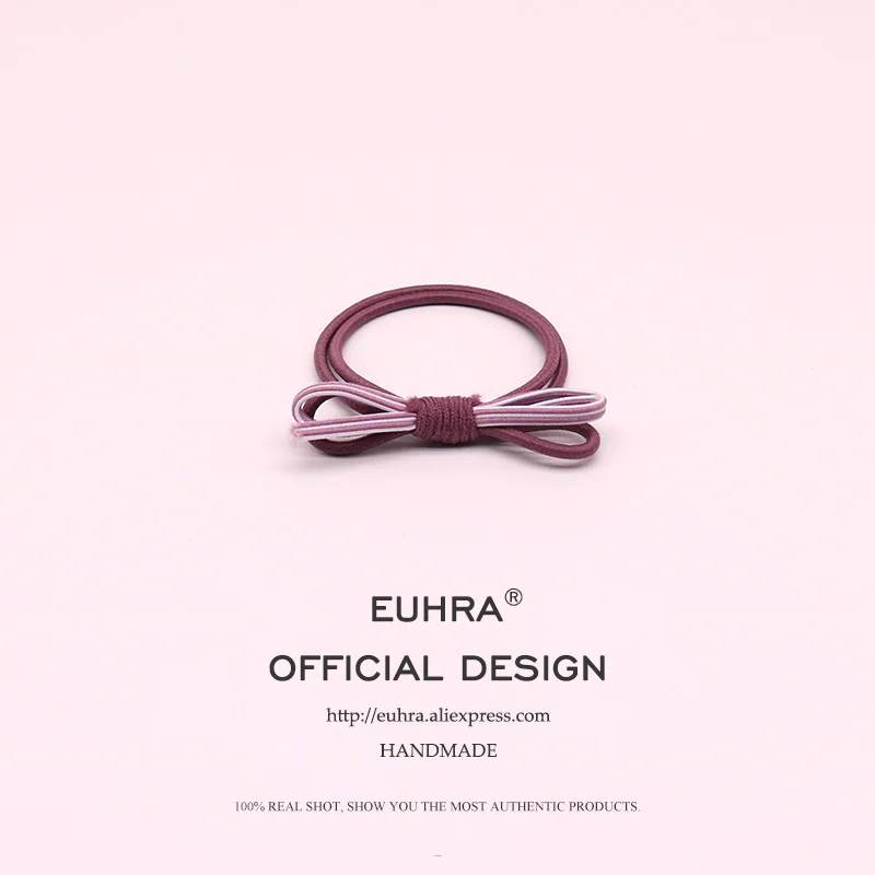 EUHRA 5 Colors Elastic Basic Simple Bow Two-Color Mixing For Women Hair Band Kid Children Rubber Band High Elasticity - Color: Color 2