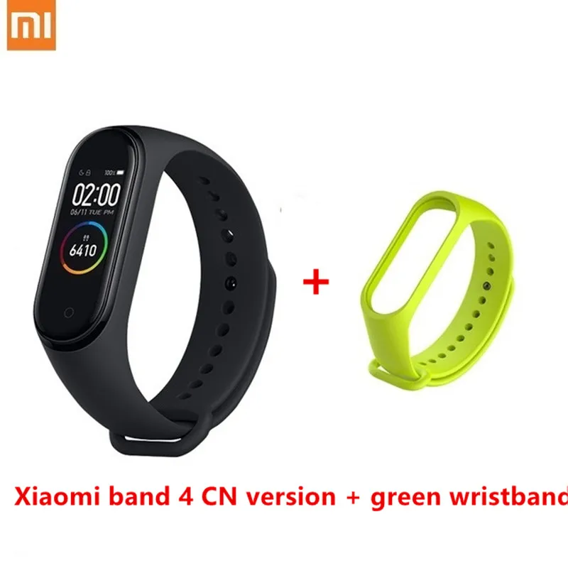 4 n green strap Xiaomi Mi band 4 smart AI фитнес-трекер для измерения сердечного ритма 50 м водонепроницаемый сенсорный цветной экран Bluetooth 5,0 браслет - Цвет: 4 n green strap