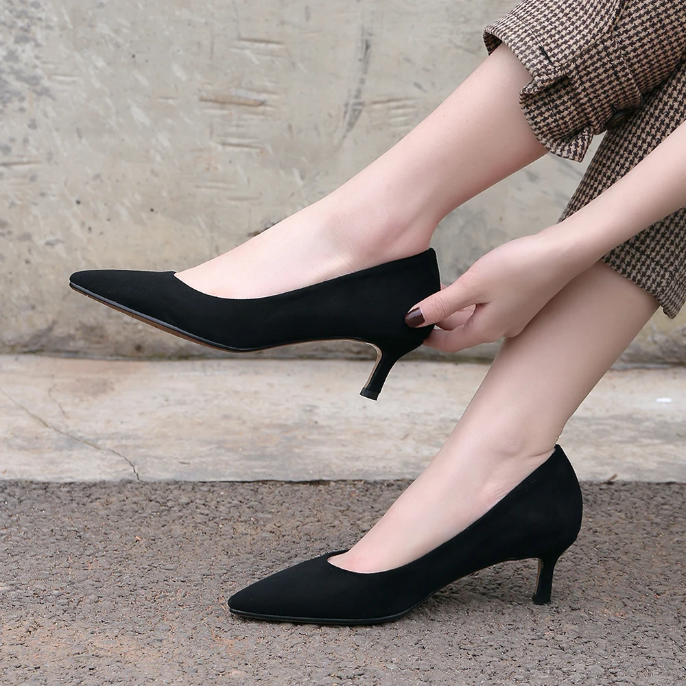 

ANNYMOLI Women Pumps High Heels Leopard Thin High Heels Shoes Fashion Pointed Office Ladies Shoes New Footwear Black Size 34-39