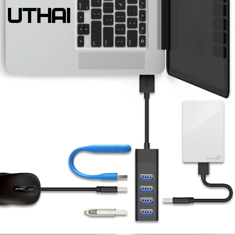 UTHAI J01 USB 3,0/type C адаптер интерфейса до 4 USB3.0 для Macbook Pro адаптер для huawei P20 аксессуары для компьютера жесткого диска