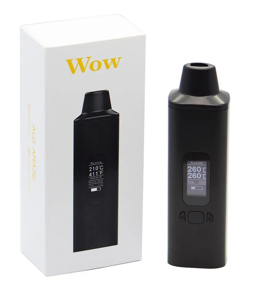 Черный Альд AMAZE W0W V2 набор сухих трав vape электронные сигареты 1800 мАч с oled-дисплеем и вибрирующим оповещением травяной испаритель - Цвет: Черный