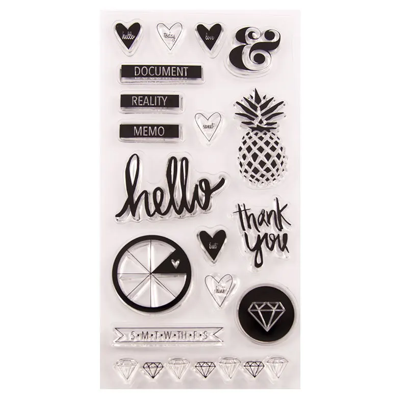 Здравствуйте спасибо ананасы памятка прозрачный резиновый штамп альбом для