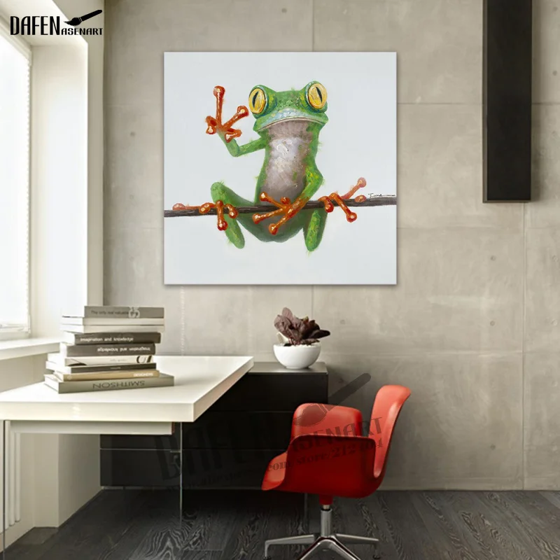 Современная лягушка в очках Мультяшные животные ручная роспись маслом настенная