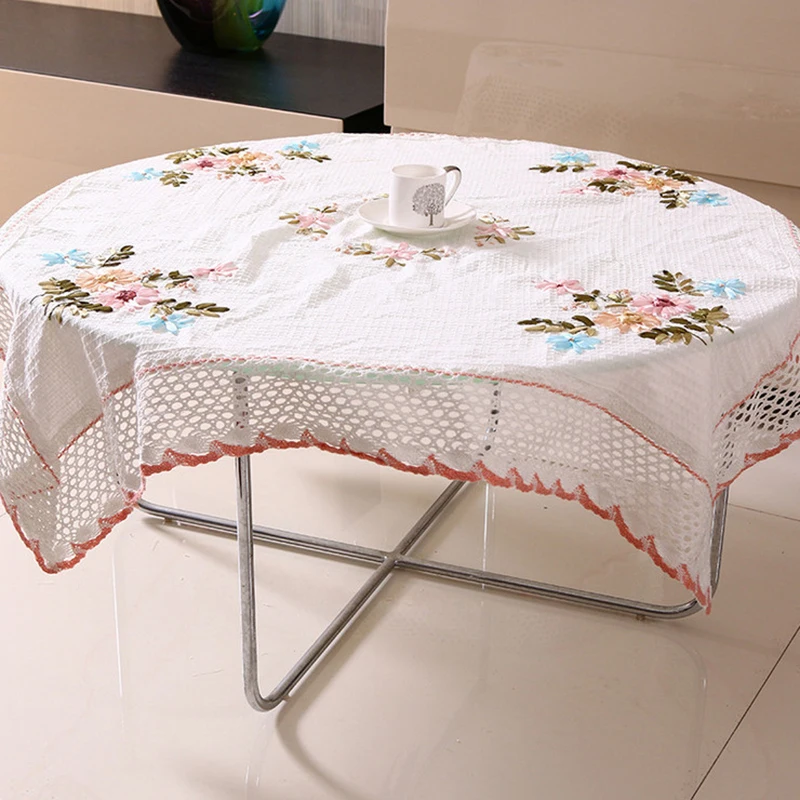Chinese Handmade Ribbon Embroidery Table Cloth Round Tablecloth Rectangular Covers Home Decor Toalhas De Mesa Bordada 145x215cm | Дом и сад