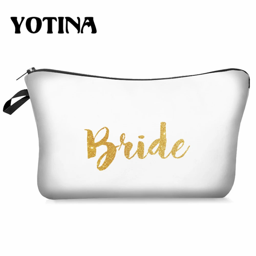 Yotina Makeup сумка женская косметичка с невесты Bridemaid печать neceser туалетный мешок путешествий Органайзер для макияжа - Цвет: bpd48190