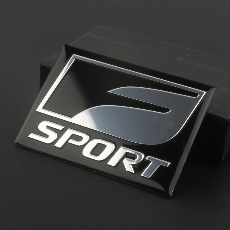 F SPORT black 2 шт. черный синий F Спортивная F-SPORT квадратная эмблема тонкая алюминиевая этикетка багажник украшение крыла автомобиля переоборудование Наклейка для Toyota Lexus - Цвет: F SPORT black