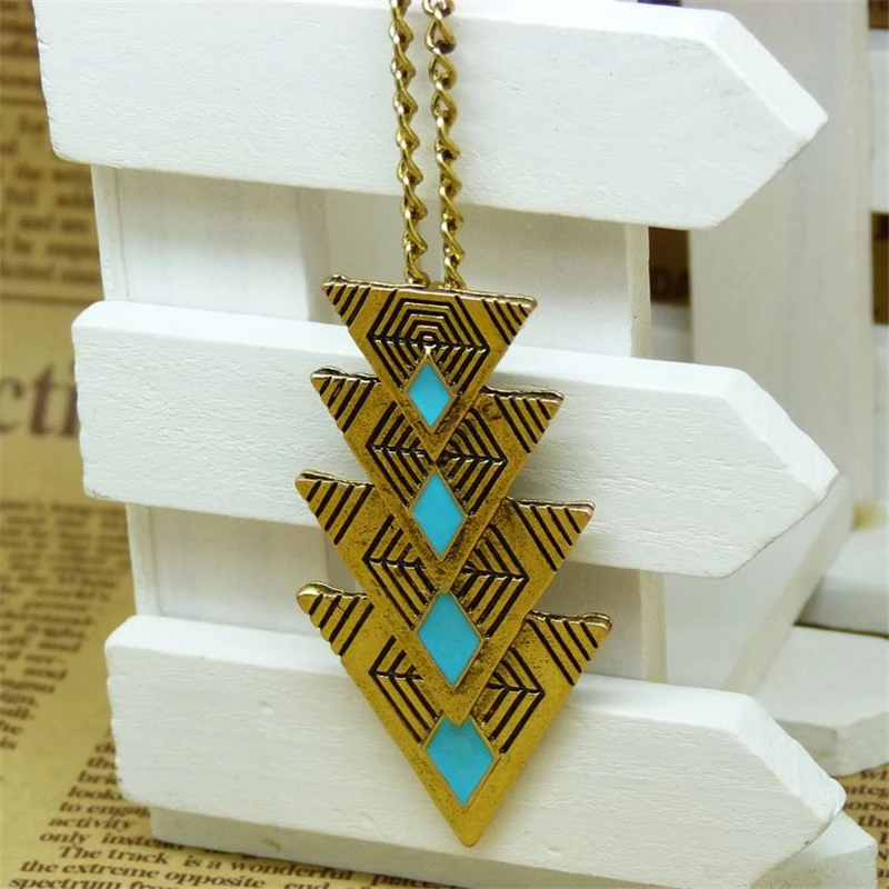 Хит продаж Модные Винтажные ожерелья с подвеской в виде треугольника масляного