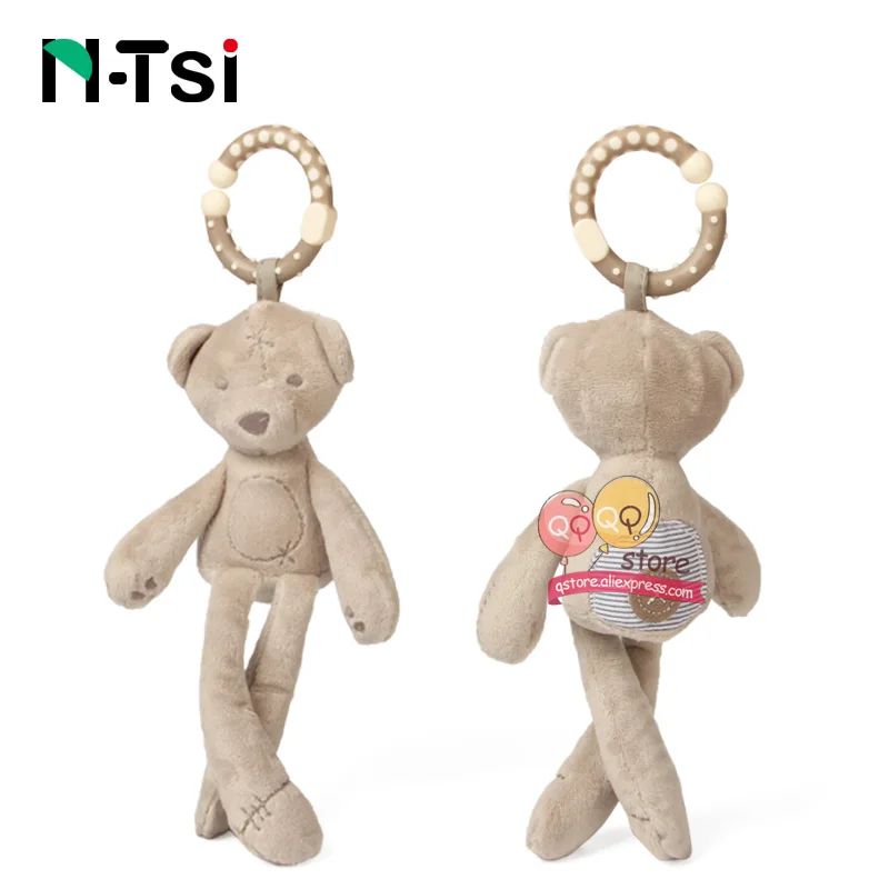 Bear N-Tsi супер мягкий Банни Медведь висячий колокольчик ручная Детская плюшевая погремушка набивная прогулочная коляска игрушки для детей подарок для детей - Цвет: Bear